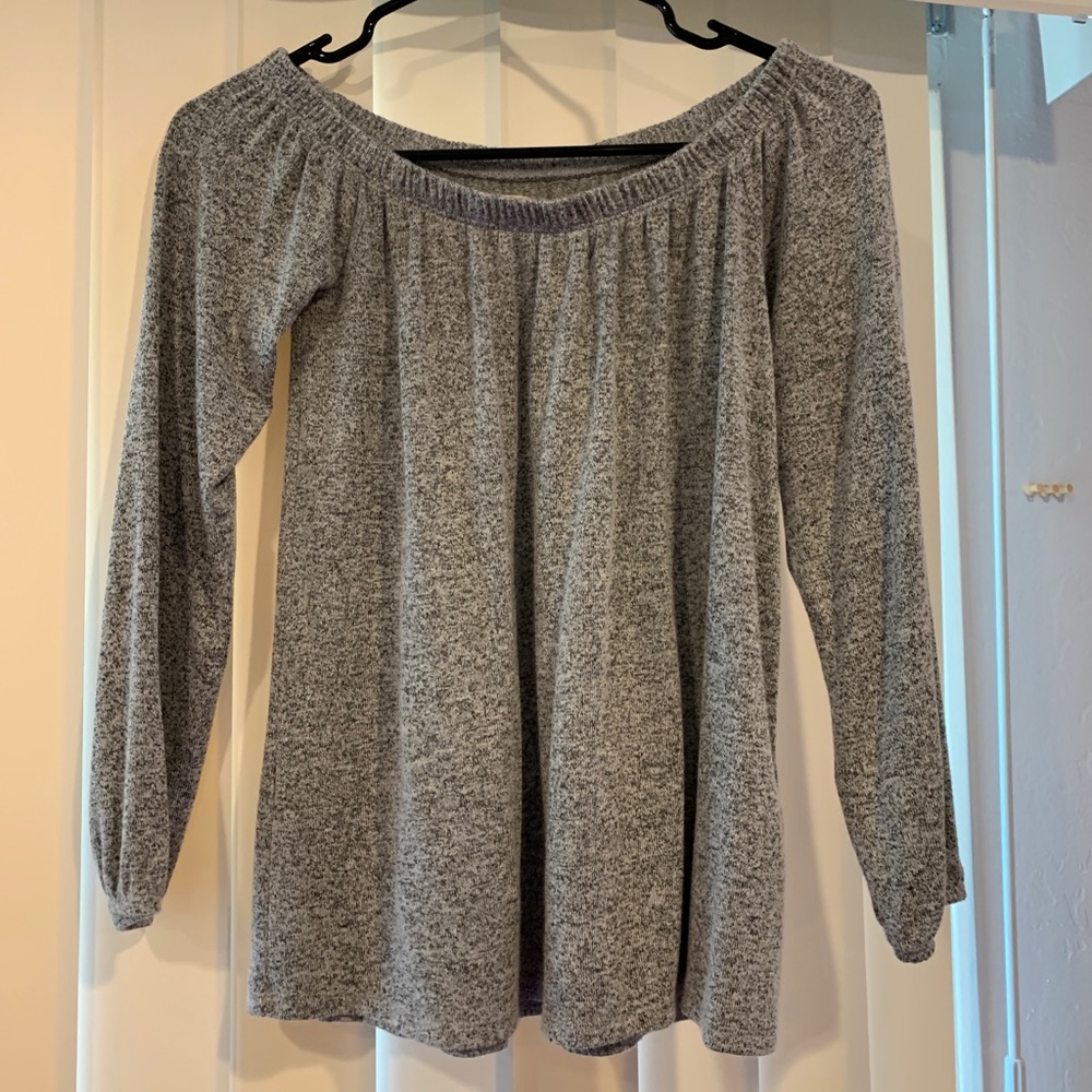 Long sleeved off the shoulder shirt